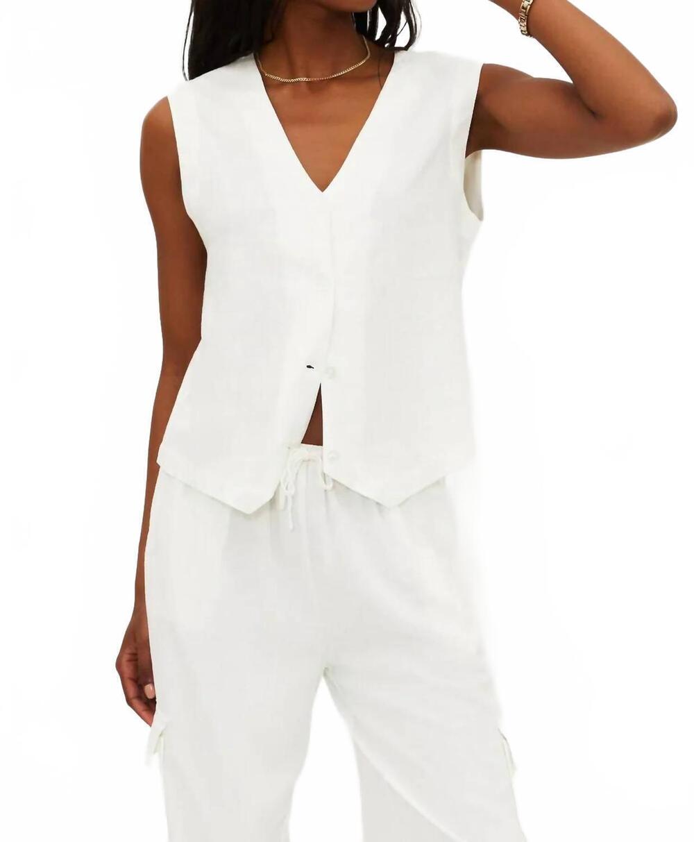 NEW BEACH RIOT darcy linen vest in white